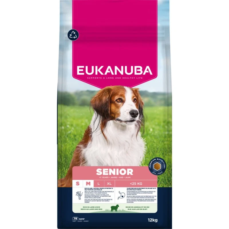 Eukanuba Premium Nutrition Senior Small & Medium Breed, jagnięcina, 12 kg