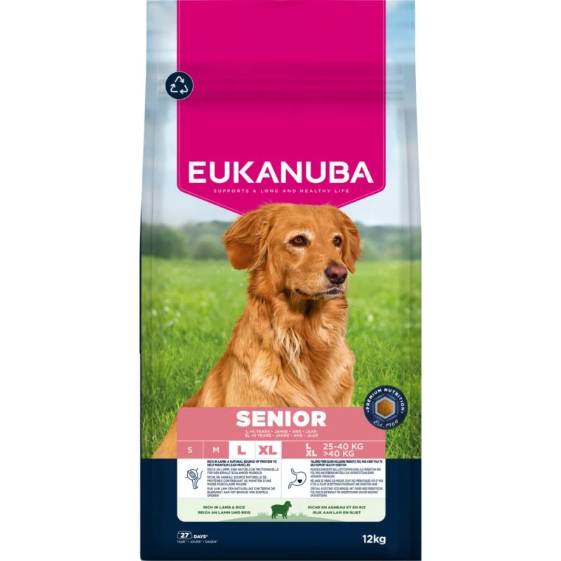 Eukanuba Premium Nutrition Senior Large & Giant Breed, jagnięcina i ryż, 12 kg