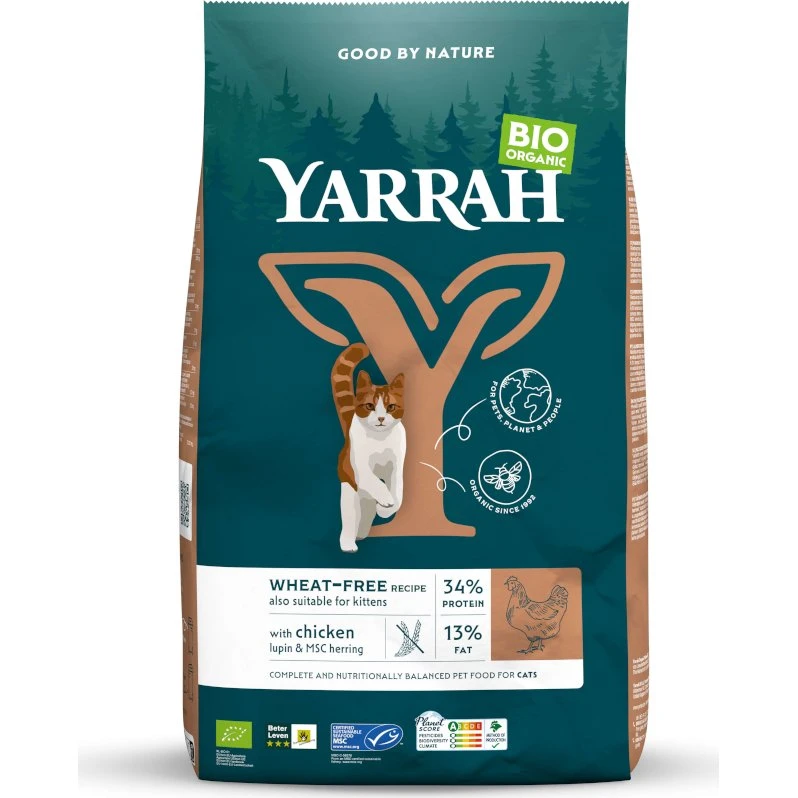 Yarrah Bio Sucha Karma dla Kotów Kurczak i Ryba, 2,4 kg