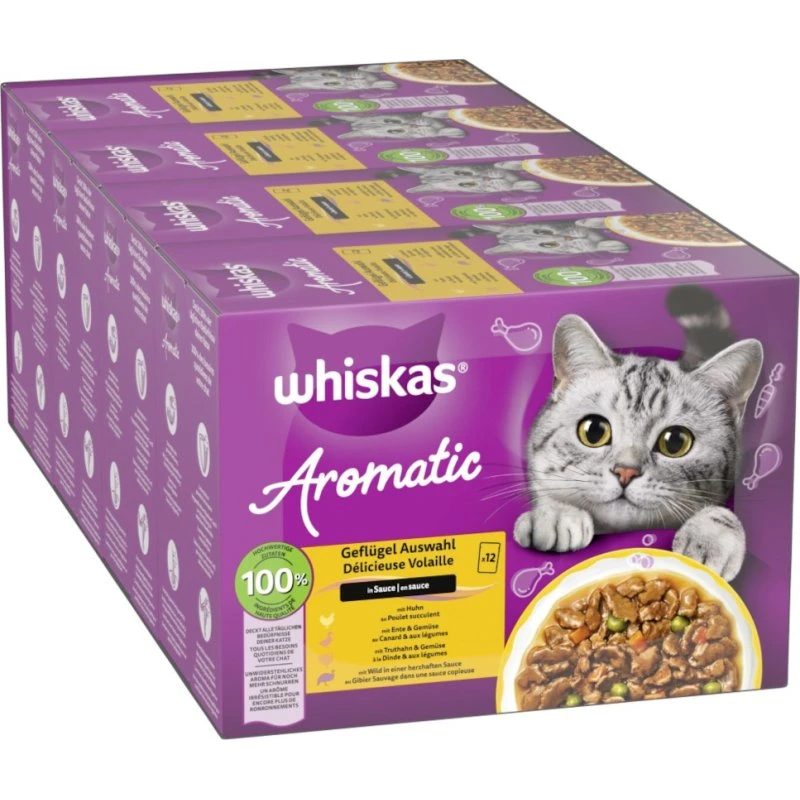 Whiskas 1+ Aromatic Selection Drób w sosie, 96 x 85 g