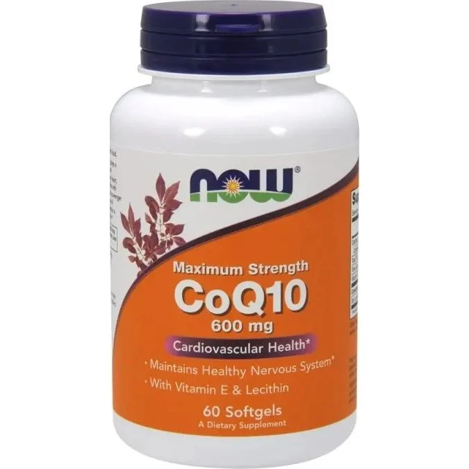Now Foods Koenzym Q10 600 mg z witaminą E i lecytyną, 60 kapsułek