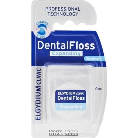 Elgydium Dental Floss Expanding Pęczniejąca Nić Dentystyczna 25 m Miętowa