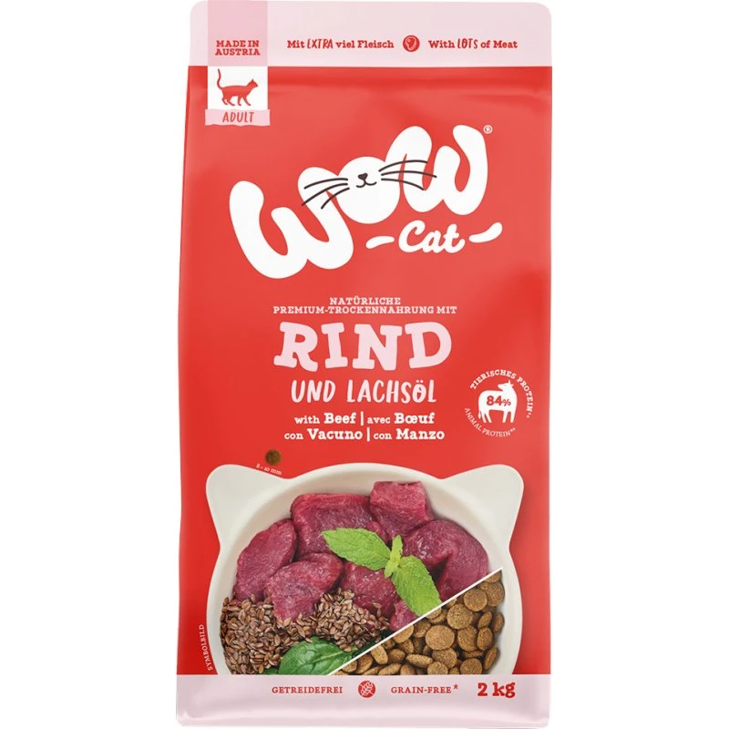 WOW Cat Adult Wołowina 2 kg - Sucha karma dla dorosłych kotów