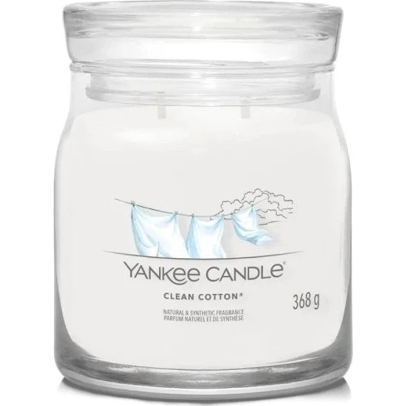 Yankee Candle Świeca zapachowa Clean Cotton Signature Jar Medium 368g