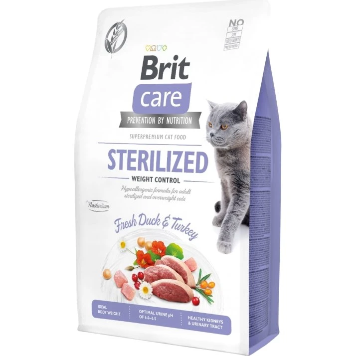 Brit Care Cat Grain Free Sterilized Weight Control Kaczka i Indyk 2kg