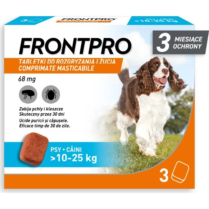 FRONTPRO® tabletki na pchły i kleszcze dla psów 10-25 kg (3 szt.)