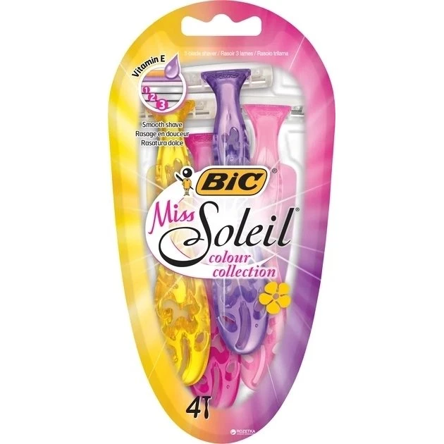 Bic Miss Soleil Colour Collection - Maszynka do golenia damska, 4 szt.