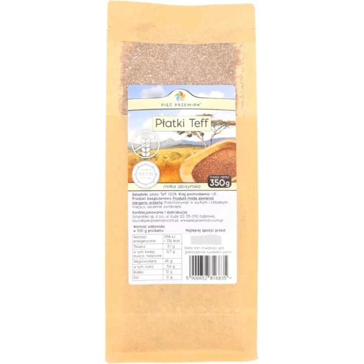 Pięć Przemian Płatki teff brązowe bezglutenowe 350 g