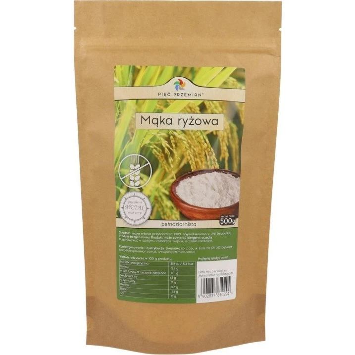Pięć Przemian Mąka ryżowa pełnoziarnista bezglutenowa, 500g