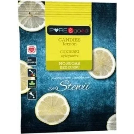 Pure&Good Cukierki cytrynowe bez cukru ze stewią, 50 g