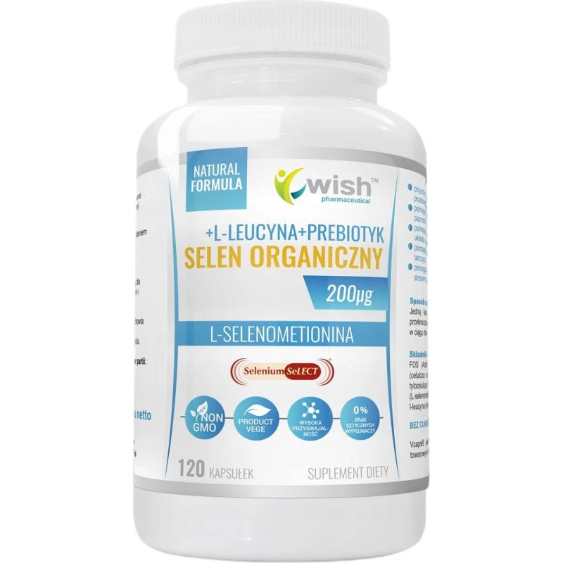 WISH Selen Organiczny 200mcg + Prebiotyk 120 kapsułek