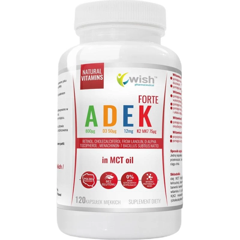 Wish ADEK Forte w oleju MCT 120 kapsułek miękkich