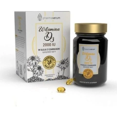 Pharmaverum Witamina D3 2000 IU w oleju z czarnuszki, 60 kapsułek