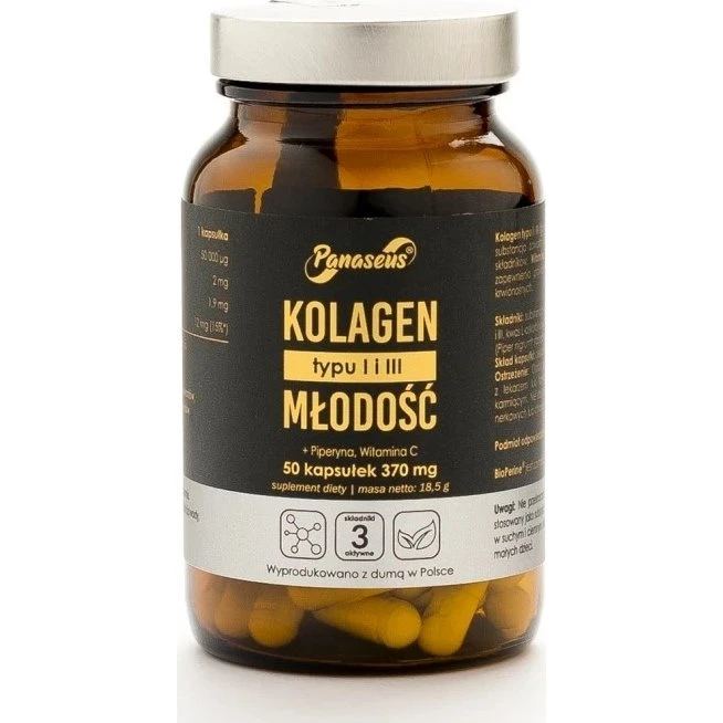 Panaseus Kolagen Typu I i III Młodość 50 kapsułek