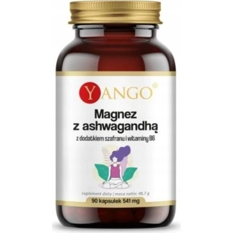 Yango Magnez z Ashwagandhą, Szafranem i Witaminą B6, 90 kapsułek