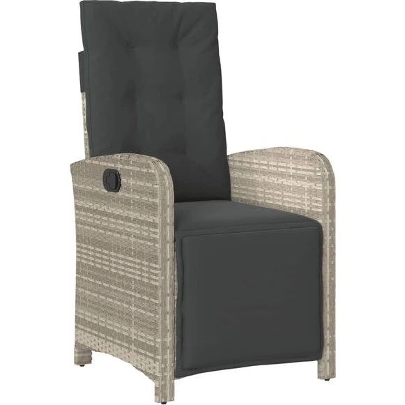 vidaXL Rozkładany fotel ogrodowy z podnóżkiem, jasnoszary polirattan