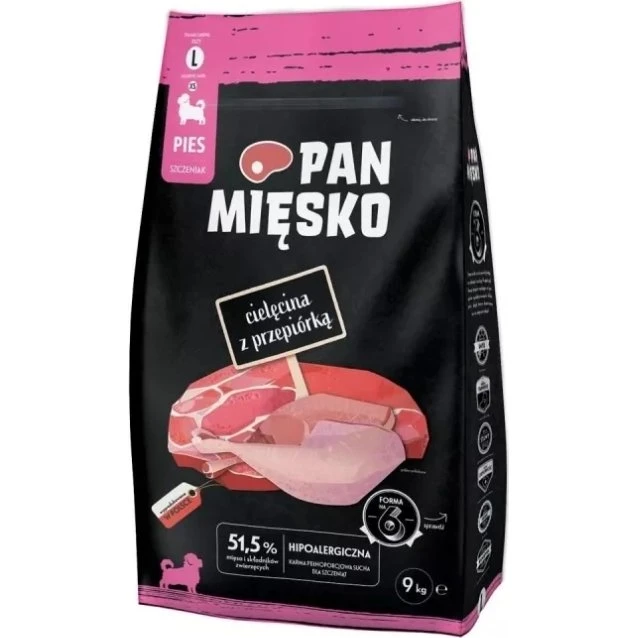 Pan Mięsko Karma sucha dla szczeniąt Cielęcina z przepiórką 9kg