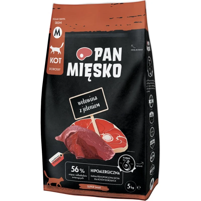 Pan Mięsko Sucha Karma dla Kota Wołowina z Jeleniem, 2 x 5 kg