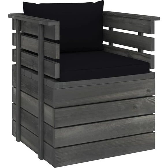 vidaXL Fotel z palet z poduszkami, drewno sosnowe