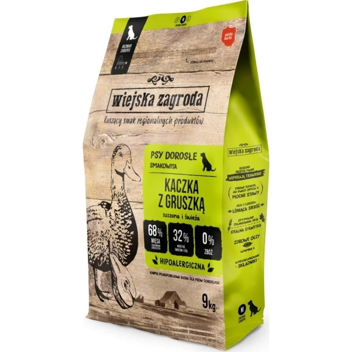 Wiejska Zagroda Karma sucha dla psa Kaczka z gruszką 9kg