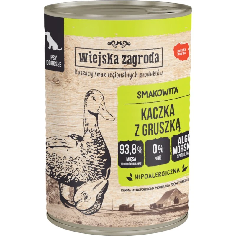 Wiejska Zagroda mokra karma dla psa, Kaczka z gruszką, 400 g