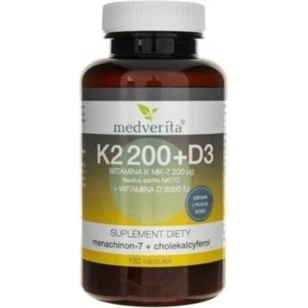 Medverita Witamina D3 2000IU + K2 MK-7 200ug, 120 kapsułek