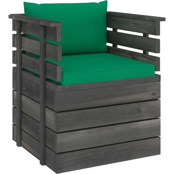 vidaXL Fotel z palet z poduszkami, drewno sosnowe