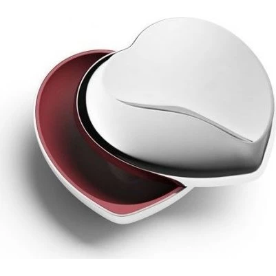 Georg Jensen Heart Pill Box - Srebrny z różową wewnętrznością