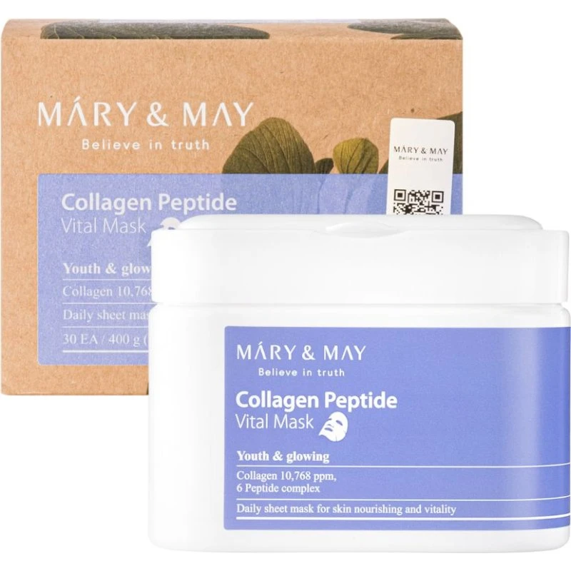 Mary&May Collagen Peptide Vital Mask, zestaw 30 masek nawilżających