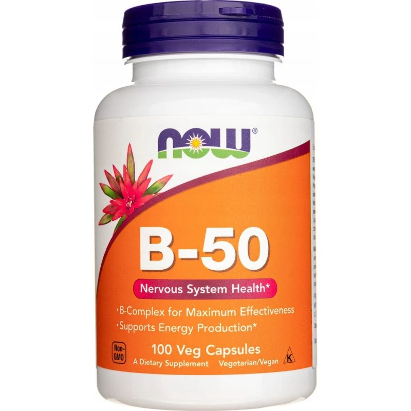 Now Foods Witamin B-50 Kompleks z Choliną i Inozytollem, 100 kapsułek