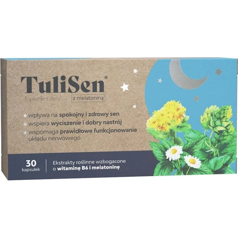 TuliSen suplement diety z melatoniną i ekstraktami roślinnymi, 30 kaps.
