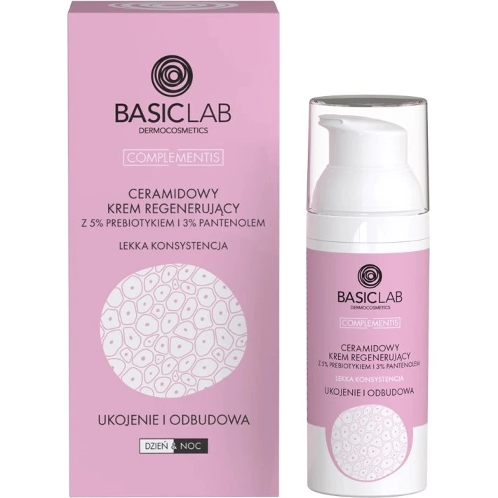 BasicLab Ceramidowy krem regenerujący 5% prebiotyk 3% pantenol 50ml