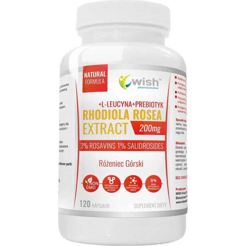 Wish Różeniec Górski 200 mg + L-Leucyna + Prebiotyk 120 kapsułek