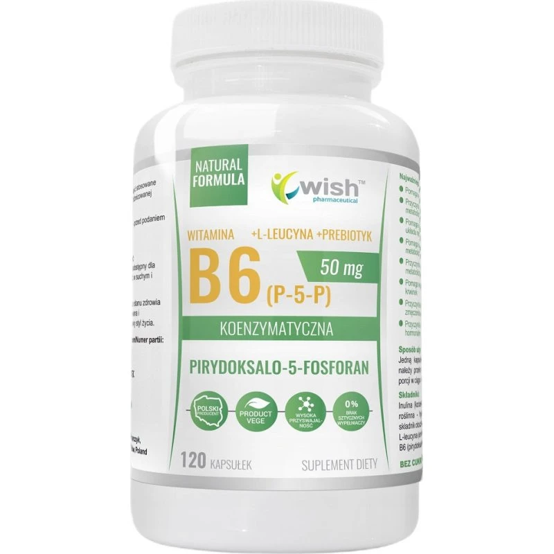 Wish Witamina B6 (P-5-P) 50mg Koenzymatyczna + L-Leucyna i Inulina