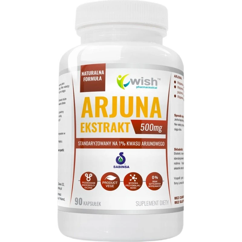 WISH Pharmaceutical Arjuna Ekstrakt 500mg, 90 kapsułek