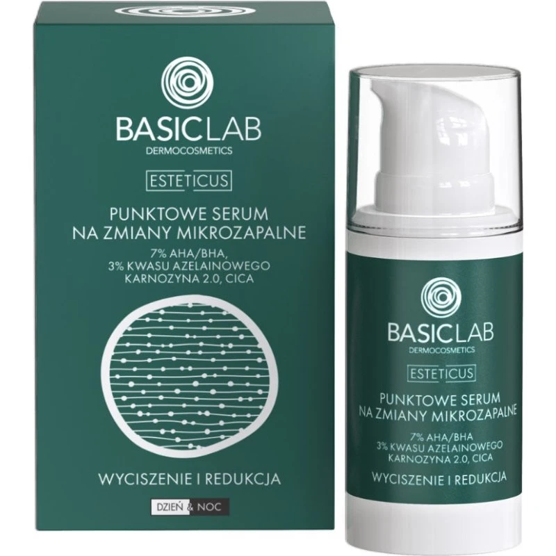 BasicLab Esteticus Serum na zmiany mikrozapalne 7% AHA/BHA 3% Azelainowy 15ml