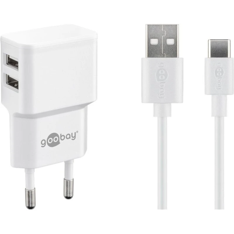 Goobay Ładowarka USB-C 2x2,4 A z kablem 1m