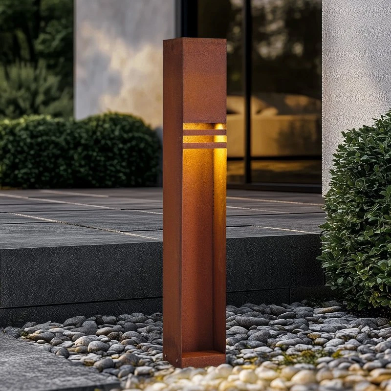 Lucande Oxido LED Poller Rust H80 - Słupek ogrodowy Corten