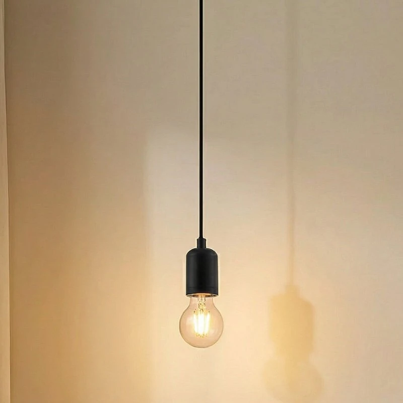 Lampa wisząca Lindby Hattie, E27, czarna, Ø 4,7 cm