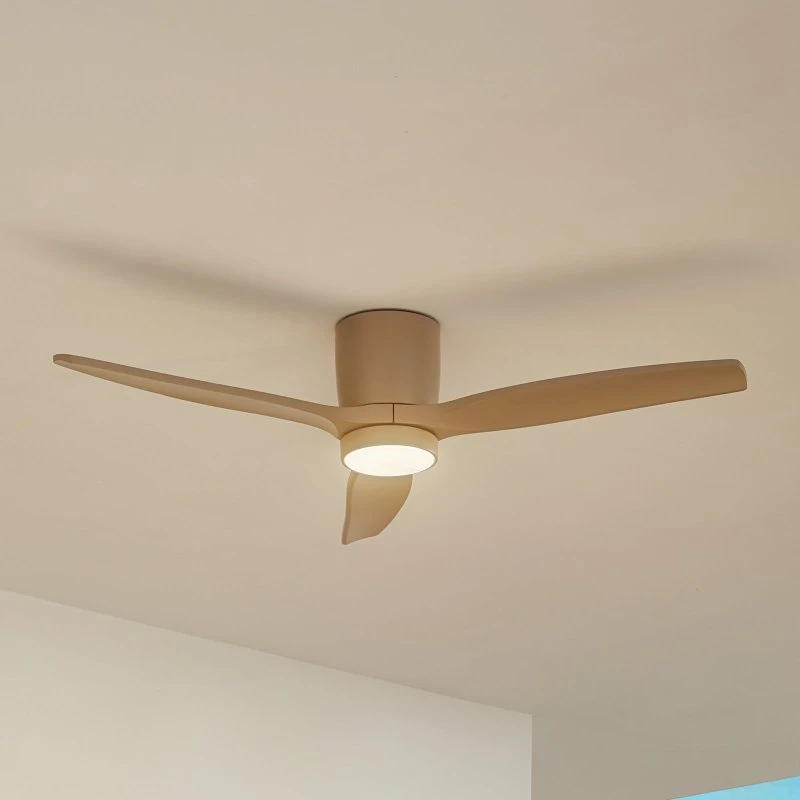 Wentylator sufitowy LED Lucande Sorin, beżowy, DC, IP44