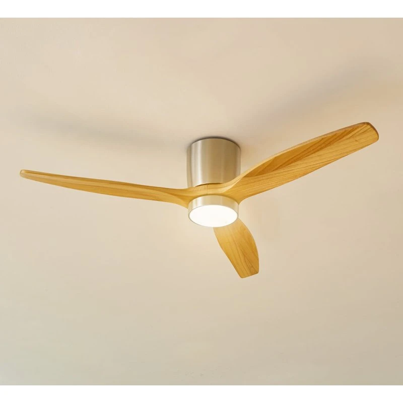 Lucande Faipari Wentylator Sufitowy LED Nikiel/Drewno 132 cm