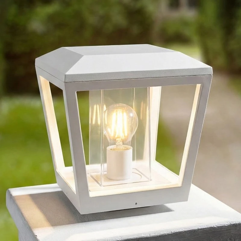 Lucande Słupek oświetleniowy Dunia, biały, 24 cm, E27, IP54