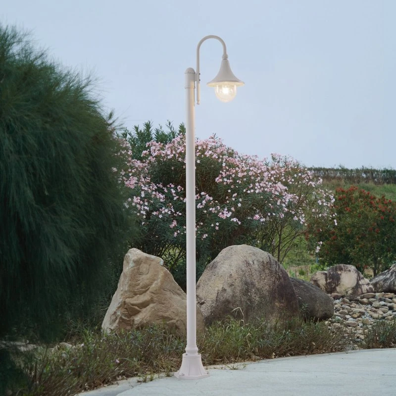 Lampa ogrodowa Lindby Daphne, 220 cm, biała, aluminium