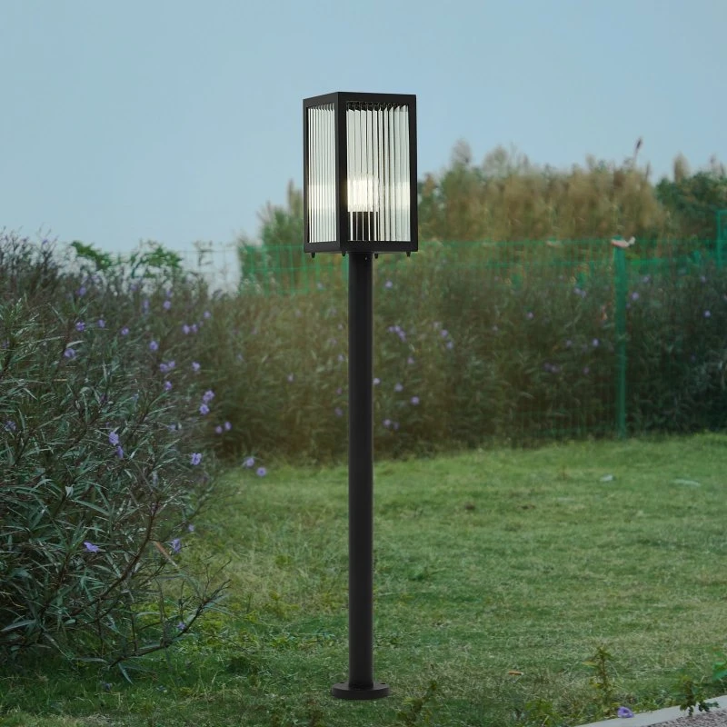 Lindby Słupek oświetleniowy Bolgar 15 cm czarny metal szkło