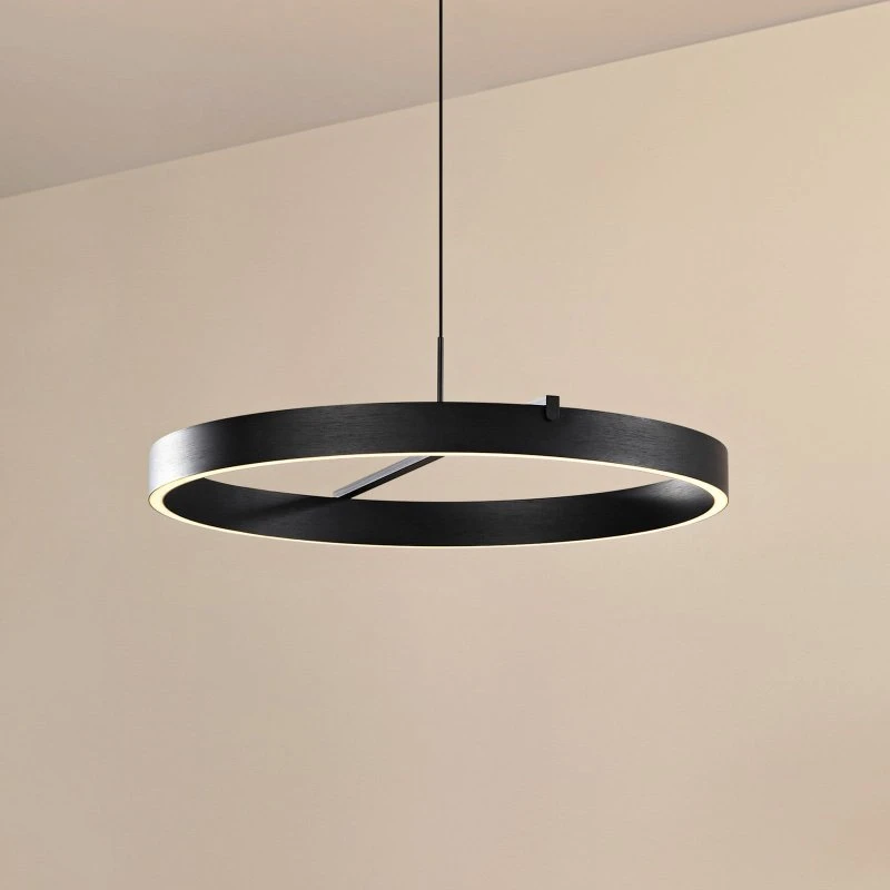 Żyrandol LED Lucande Rovan, Ø 60 cm, czarny, CCT, ściemniany