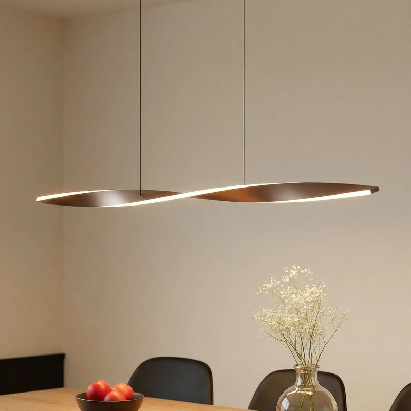 Żyrandol LED Lindby Jaren 100 cm, CCT, czarno-brązowy