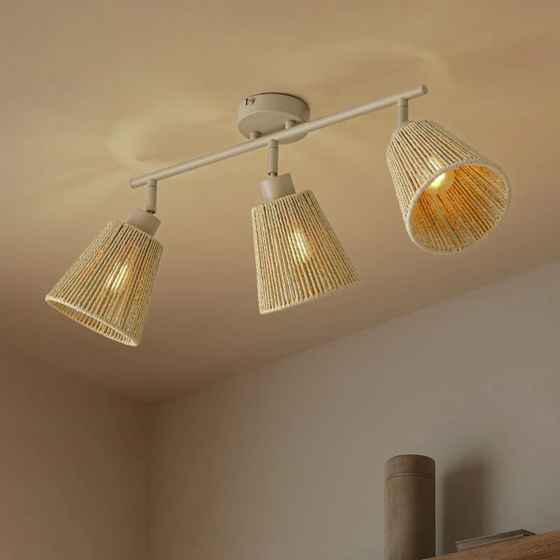 Lampa sufitowa Lindby Anuva, 72 cm, beżowa, papierowa, 3-punktowa