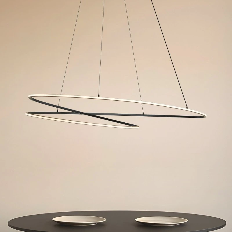 Lucande Żyrandol LED Gavril 100 cm - Czarny, Ściemniany