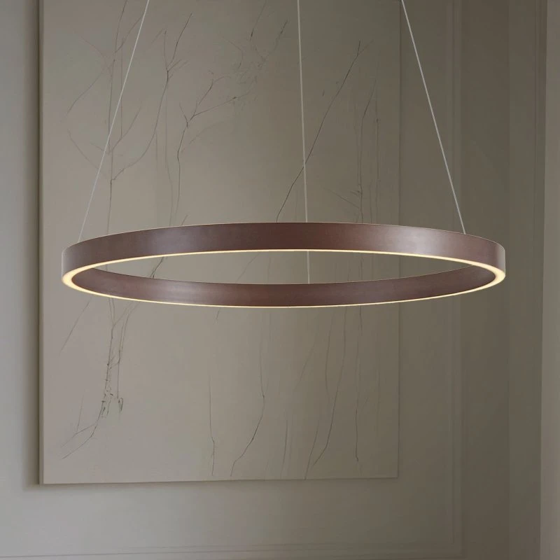 Lucande Yonam Żyrandol LED CCT, Ø 80 cm, Brązowy