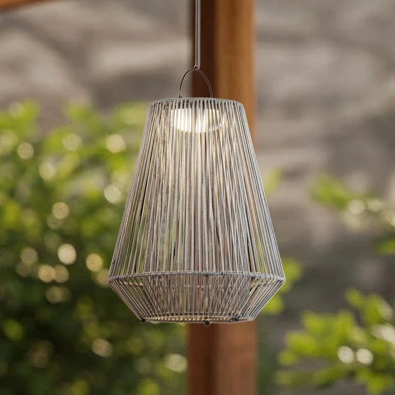 Lampa wisząca Lindby Austas LED Słoneczna, Szara, Ø 32 cm